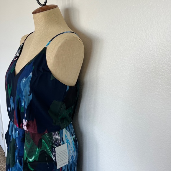 Chelsea28 Print Faux Wrap Dress In Navy Mixed Floral Size 8 - Picture 5 of 13